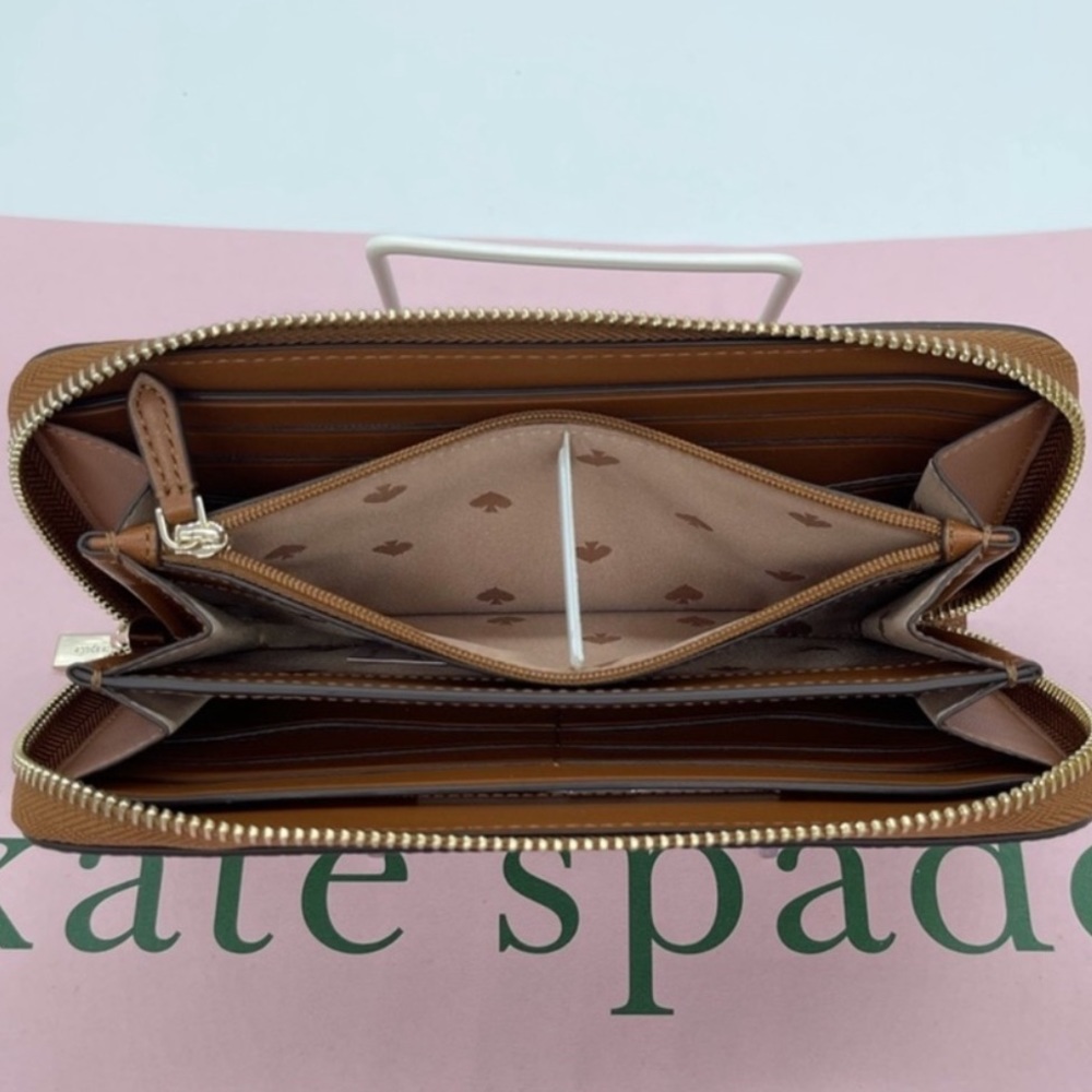kate spade tan leather zip-around wallet - Picture 3 of 8